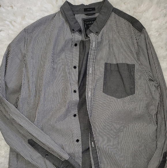 Mens Guess Dillon Large Long Sleeve Button Down - Picture 1 of 8
